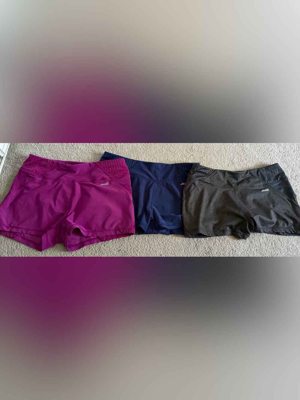 Avia Women's Athletic Shorts Set — Magenta, Navy & Charcoal